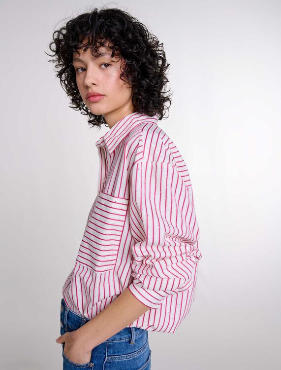 Striped rhinestone shirt - Shirts - MAJE