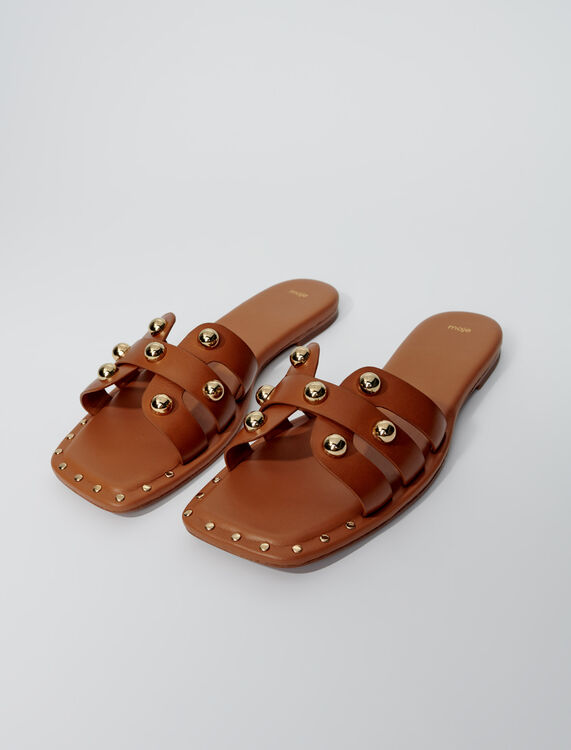 Studded leather mules -  - MAJE