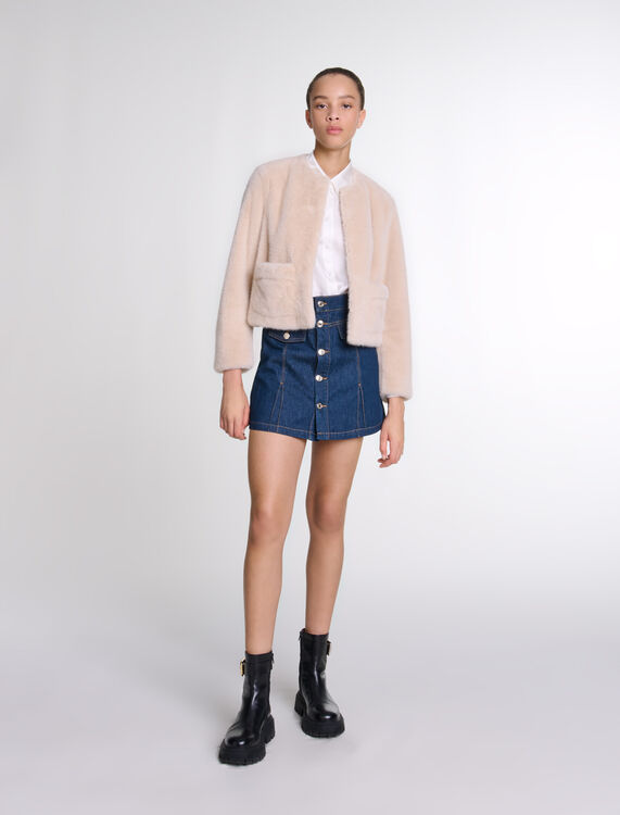 Cropped faux fur jacket - Blazers & Jackets - MAJE