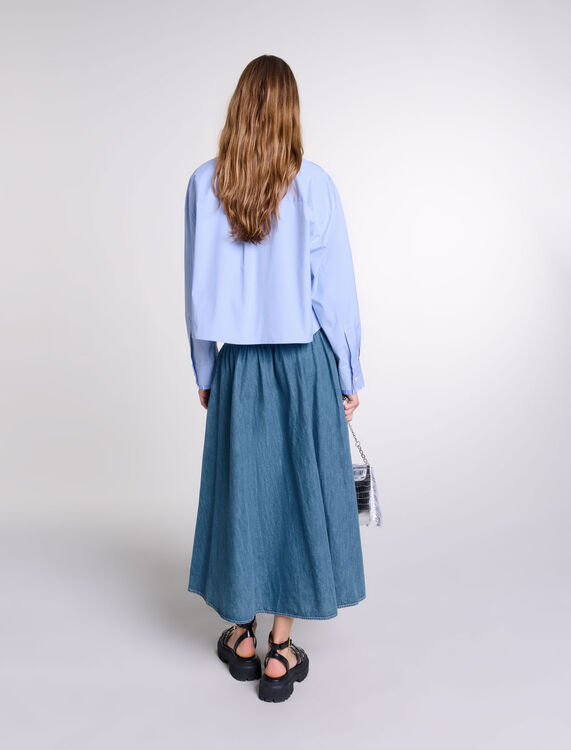 Smocked denim skirt -  - MAJE