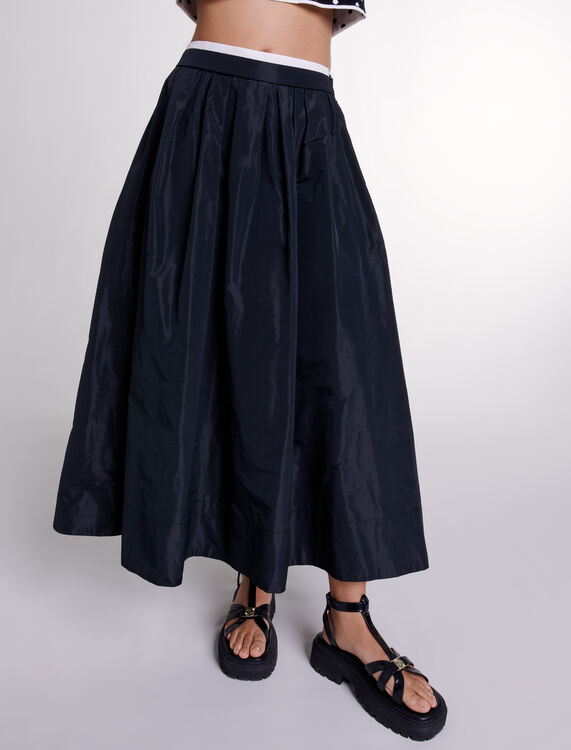 Long skirt with contrast waistband - Skirts & Shorts - MAJE