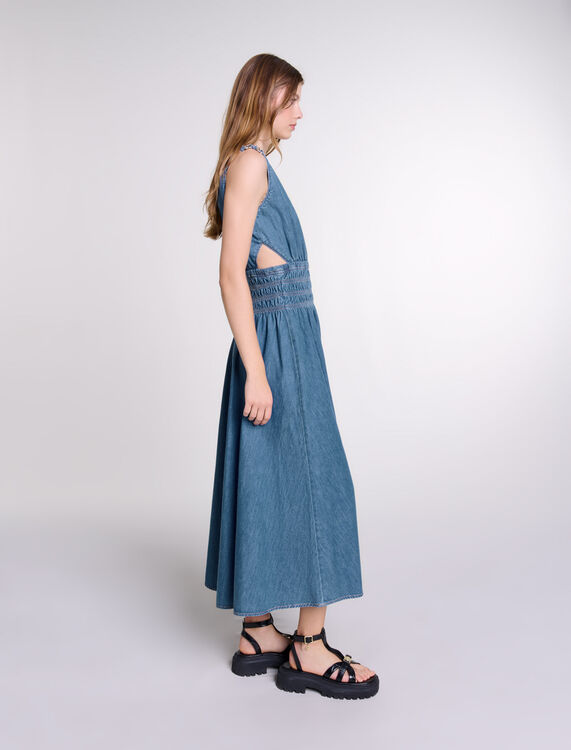 Cutaway denim maxi dress - Dresses - MAJE