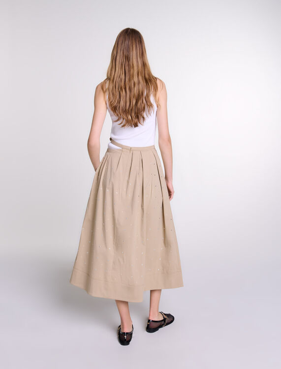 Long studded cotton skirt -  - MAJE