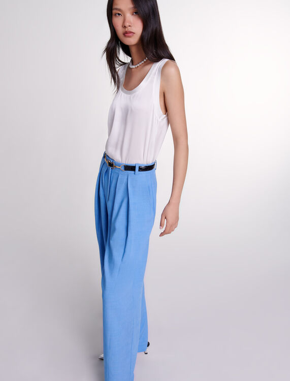 Wide-leg suit trousers with pleats - Trousers & Jeans - MAJE