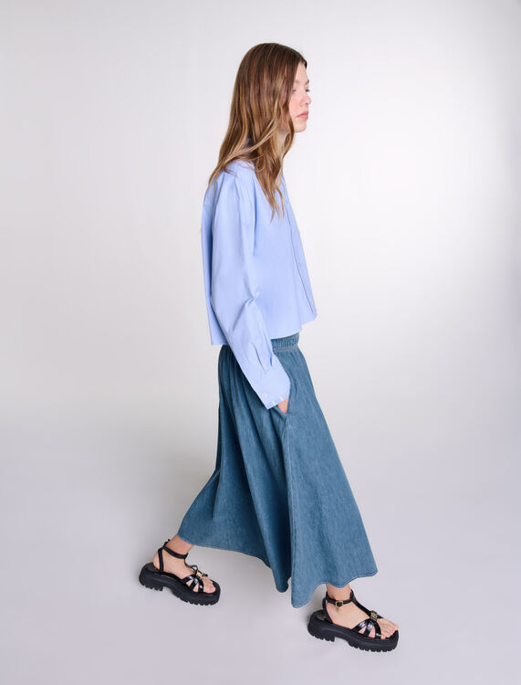 Smocked denim skirt -  - MAJE