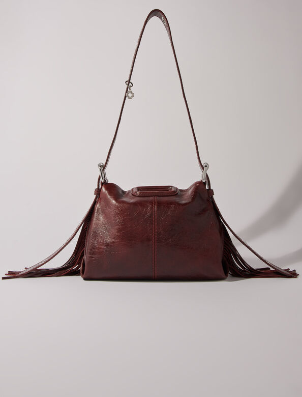 Crackled leather Miss M Mini bag : M Bag color Burgundy