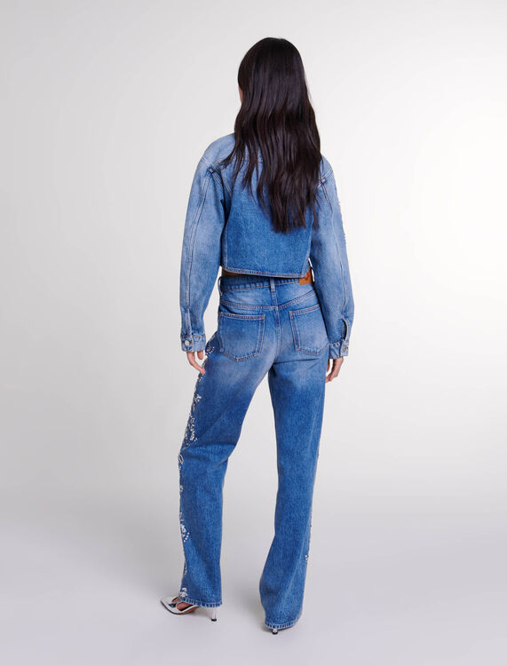 Embroidered denim jacket -  - MAJE