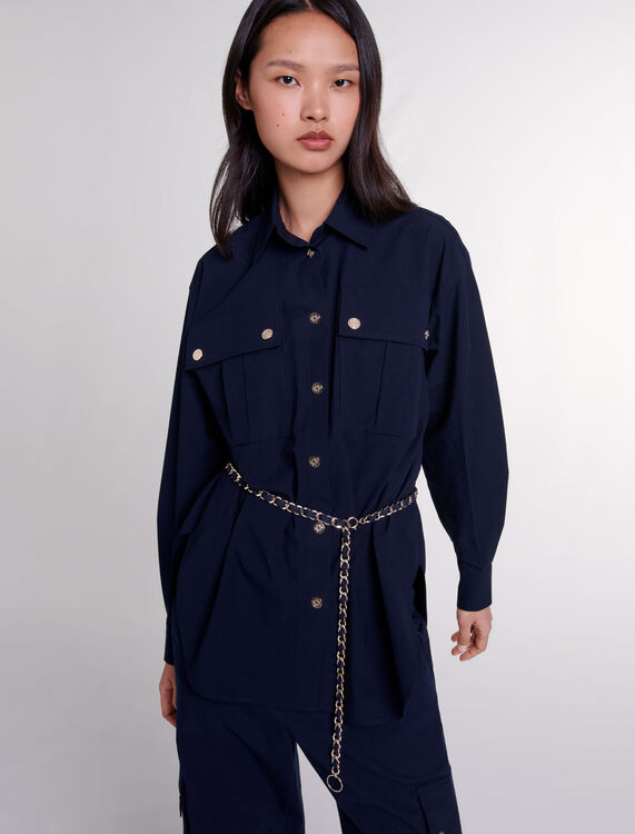 Belted long shirt - Shirts - MAJE