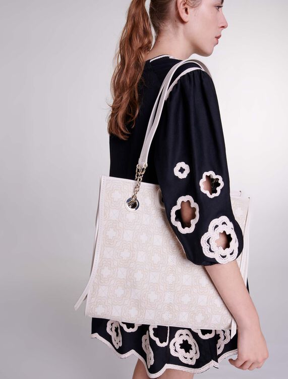 Clover print canvas shopping bag -  - MAJE