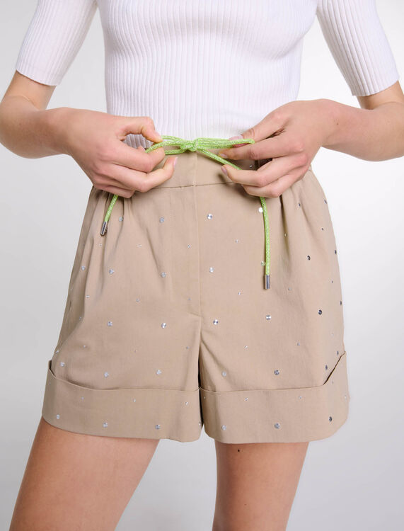 Cotton studded shorts -  - MAJE