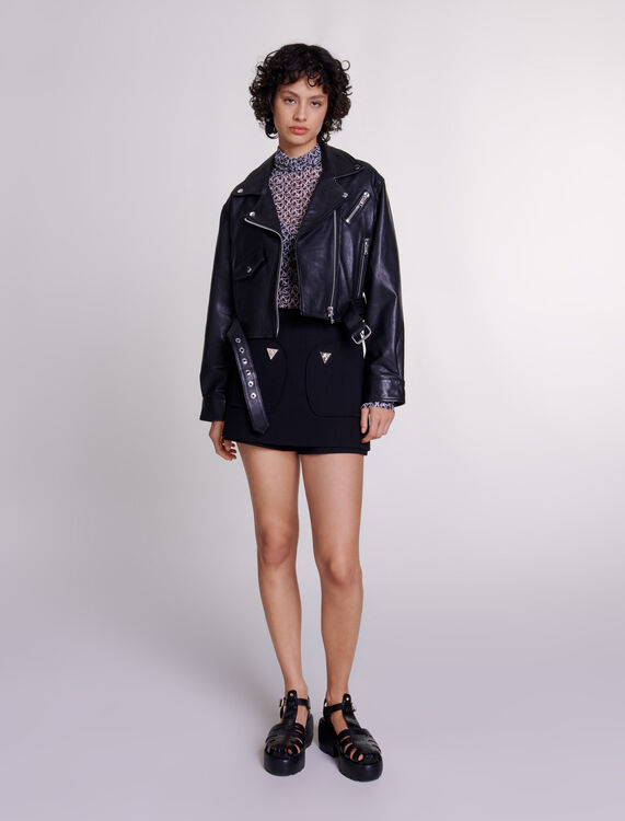 Cropped leather jacket - Coats & Jackets - MAJE