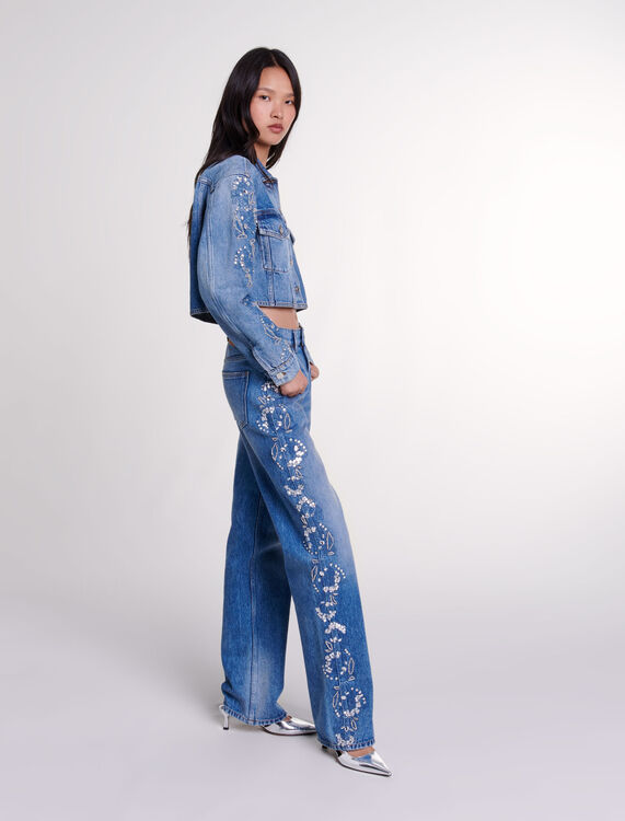 Embroidered denim jacket -  - MAJE