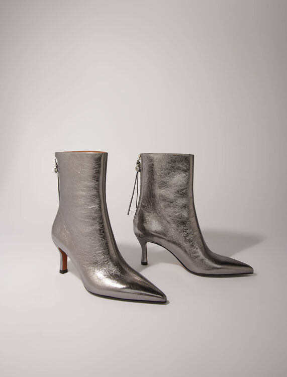 Metallic pointed-toe boots - Booties & Boots - MAJE