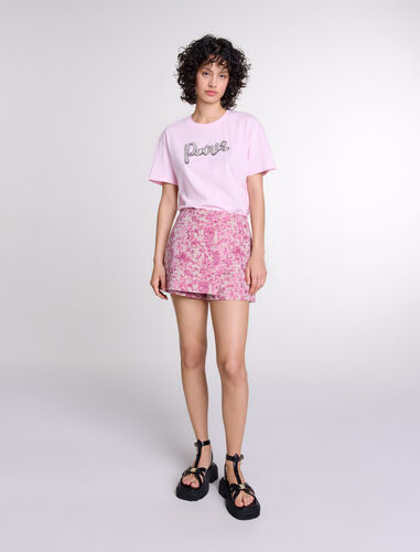 Paris rhinestone T-shirt : T-Shirts color Pink