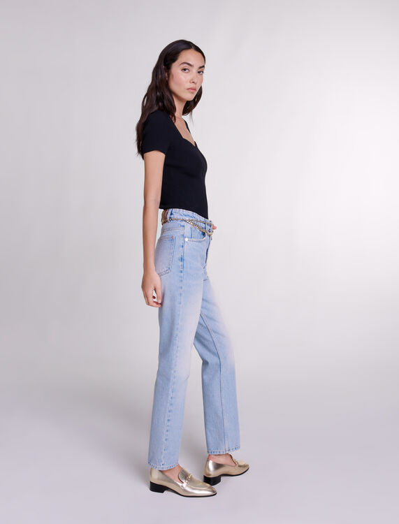 Straight jeans with jewellery belt - Pants & Jeans - MAJE