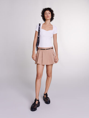 Short pleated skirt : Skirts & Shorts color Beige