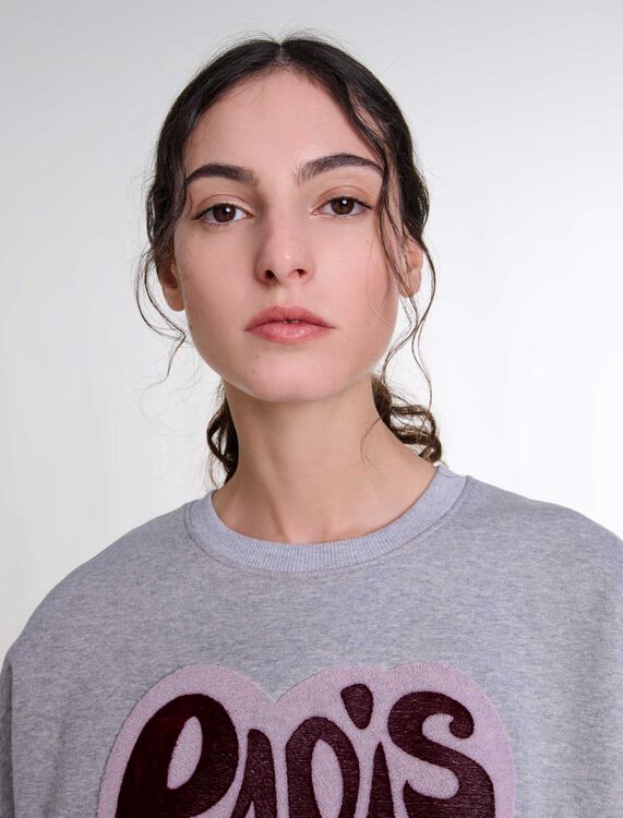 Paris heart patch sweatshirt - Tops - MAJE