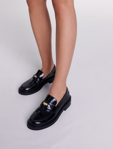 Leather loafers : Sling-Back & Sandals color Black