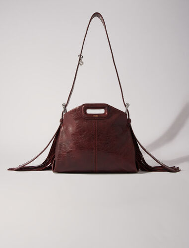 Crackled leather Miss M Mini bag : M Bag color Burgundy