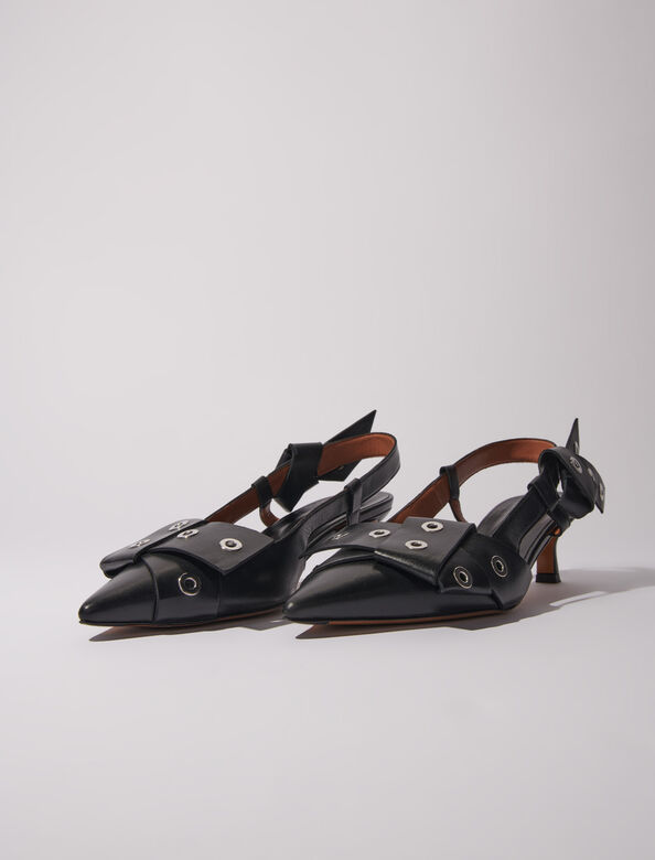 Pointed pumps with bow detail : Sling-Back & Sandals color Black