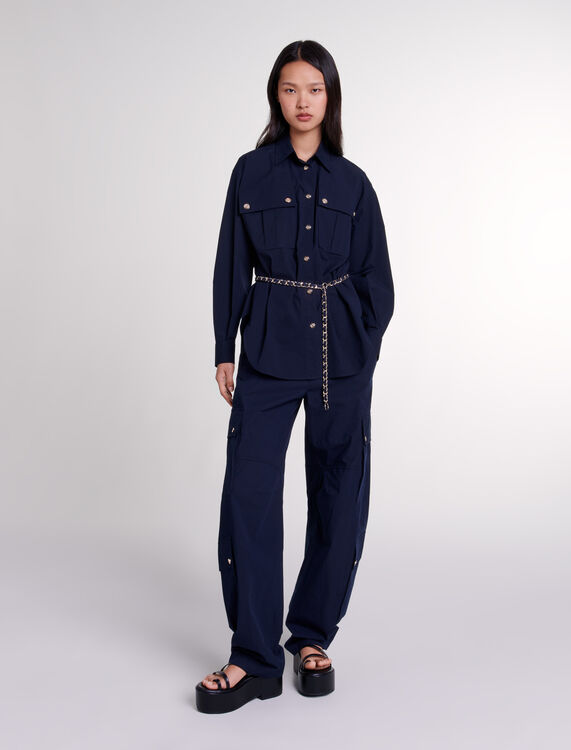 Belted long shirt - Shirts - MAJE