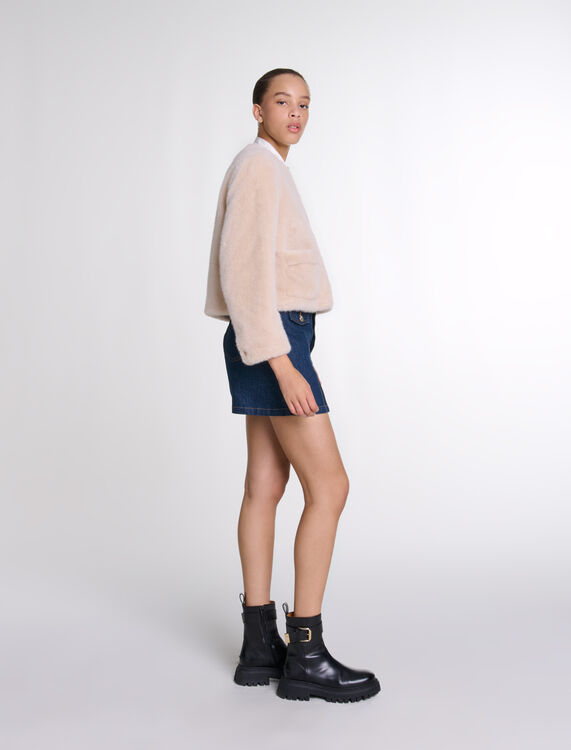 Cropped faux fur jacket - Blazers & Jackets - MAJE