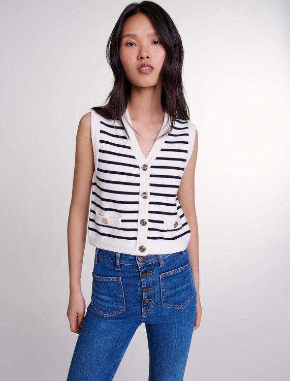 Sleeveless striped cardigan - Sweaters & Cardigans - MAJE