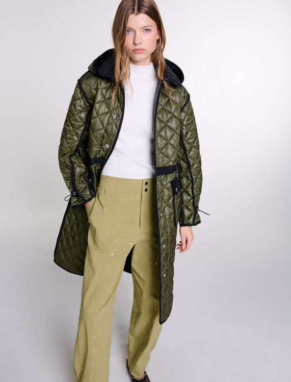 Contrast quilted puffer jacket - Coats - MAJE