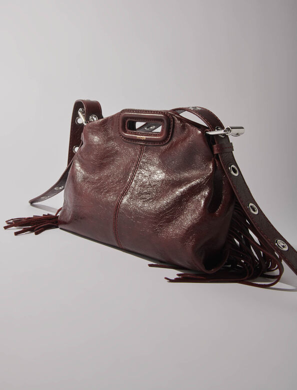 Crackled leather Miss M Mini bag : M Bag color Burgundy