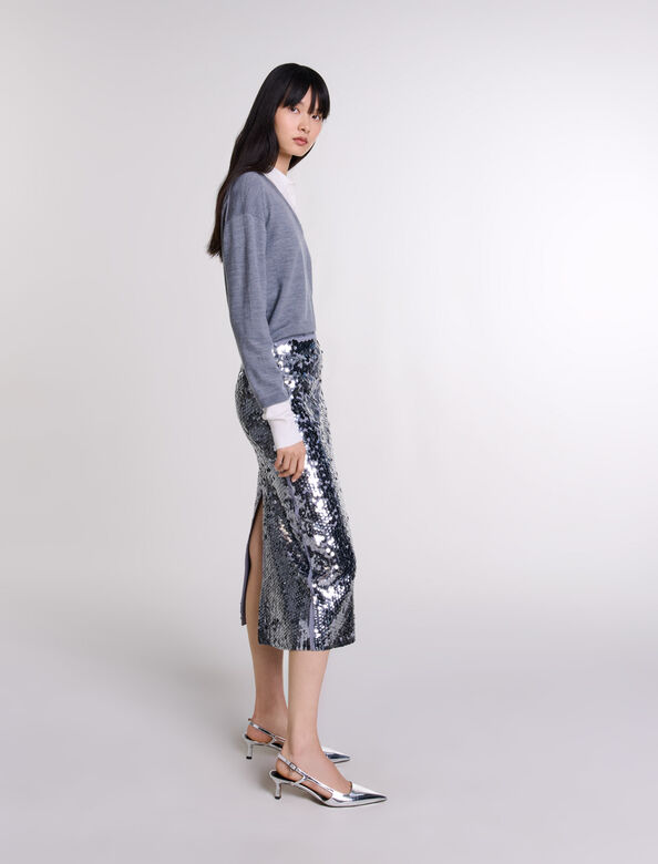 Knit skirt with sequins : Skirts & Shorts color Grey