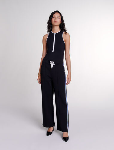 Wide-leg striped jogging bottoms : Trousers & Jeans color Black