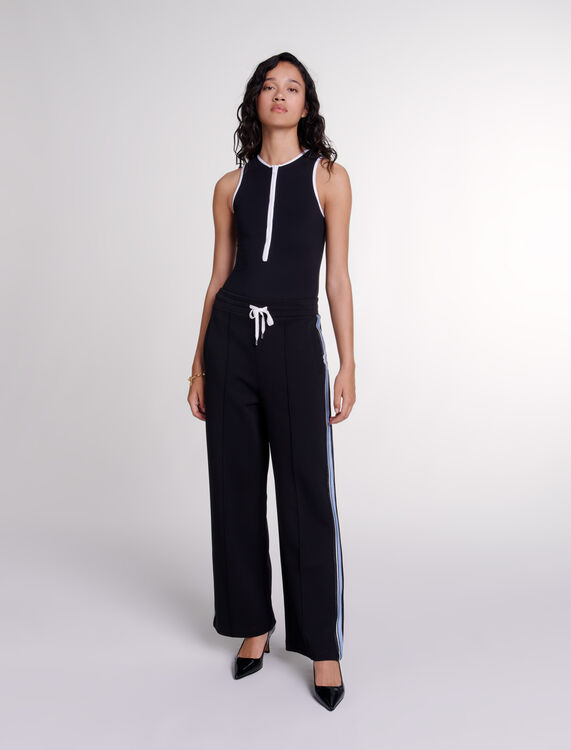 Wide-leg striped jogging bottoms -  - MAJE