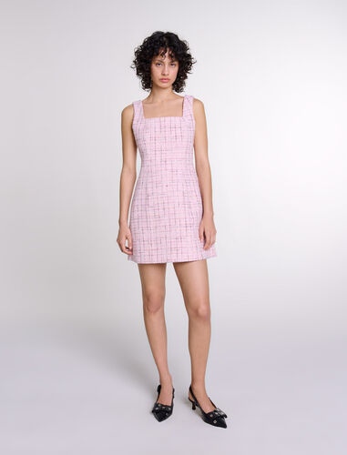 Sleeveless tweed dress : Dresses color Pink