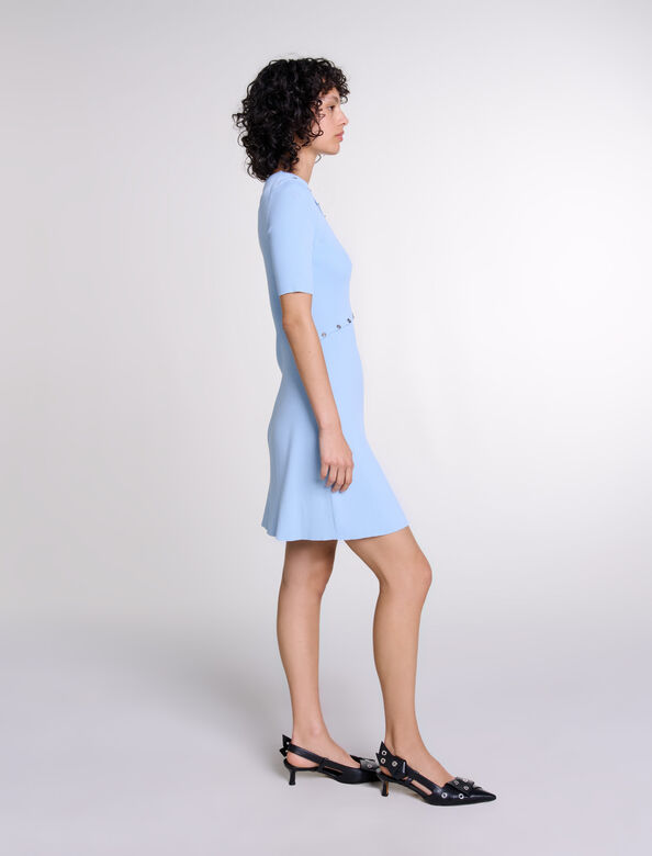 Short knit dress : Dresses color Blue Sky