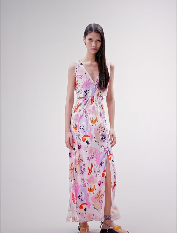 Cutaway silk maxi dress : Dresses color Print paradisio