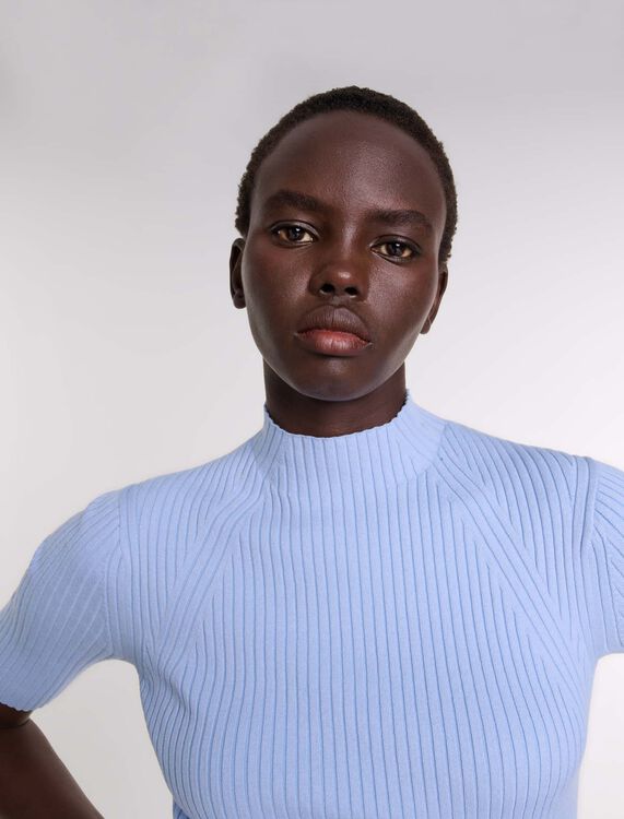 Cotton and silk ribbed top - Tops - MAJE