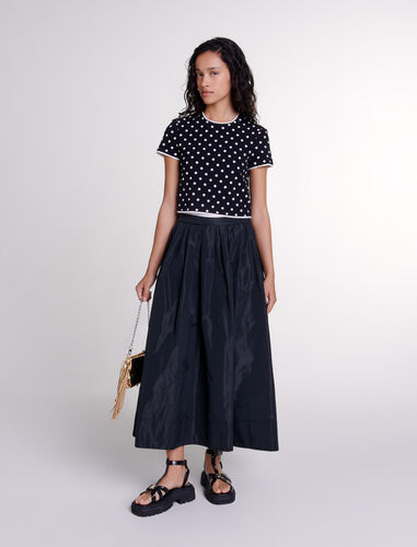 Long skirt with contrast waistband : Skirts & Shorts color Black