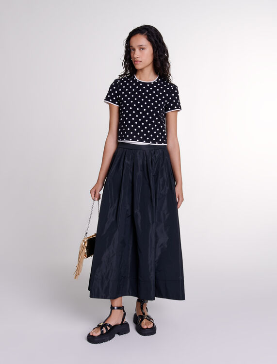 Long skirt with contrast waistband -  - MAJE