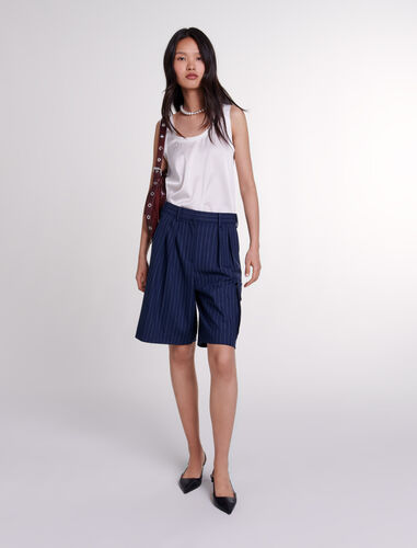 Striped Bermuda shorts : Skirts & Shorts color Navy tennis stripe