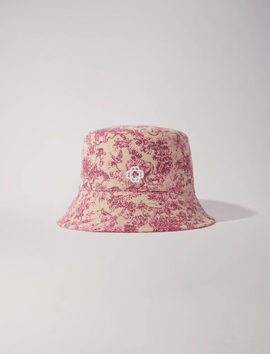 Patterned cotton bucket hat : Other accessories color Pink toile de jouy