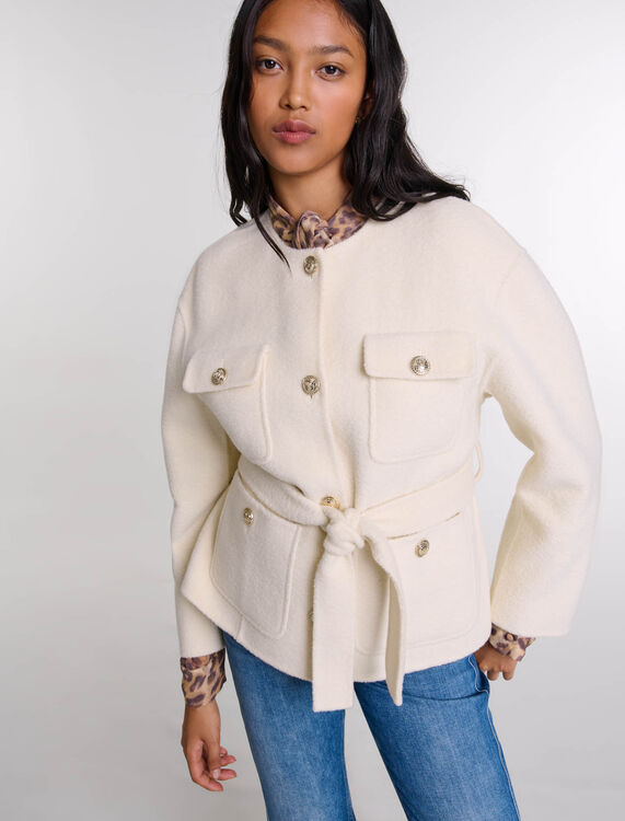 Belted double-faced jacket -  - MAJE