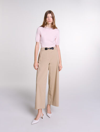 Wide-leg cotton trousers : Trousers & Jeans color Beige light