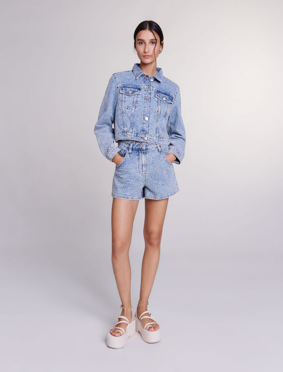 Cropped denim jacket - Coats & Jackets - MAJE