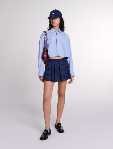 Striped layered effect shorts : Skirts & Shorts color Navy tennis stripe