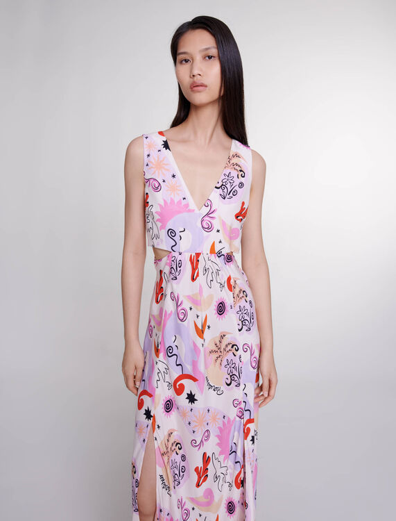 Cutaway silk maxi dress - Dresses - MAJE