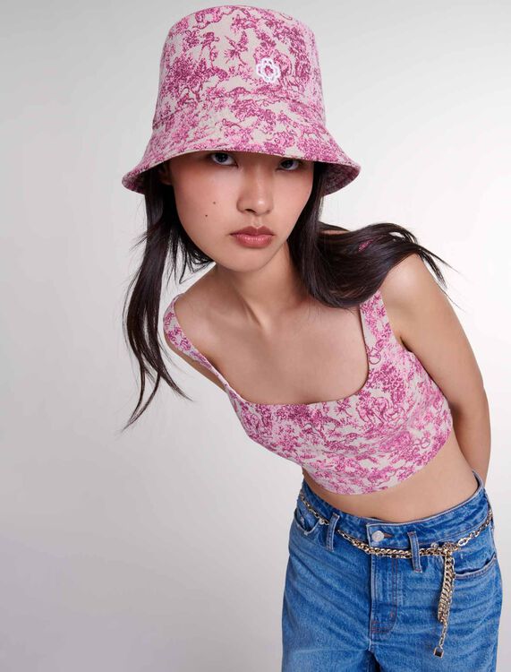 Toile de Jouy crop top - Tops - MAJE