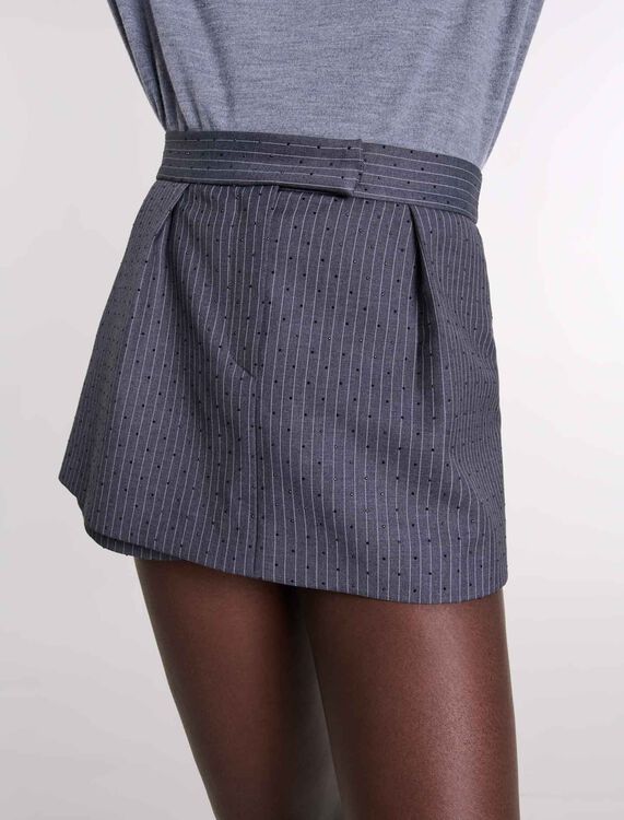 Rhinestone layered skort - Skirts & Shorts - MAJE