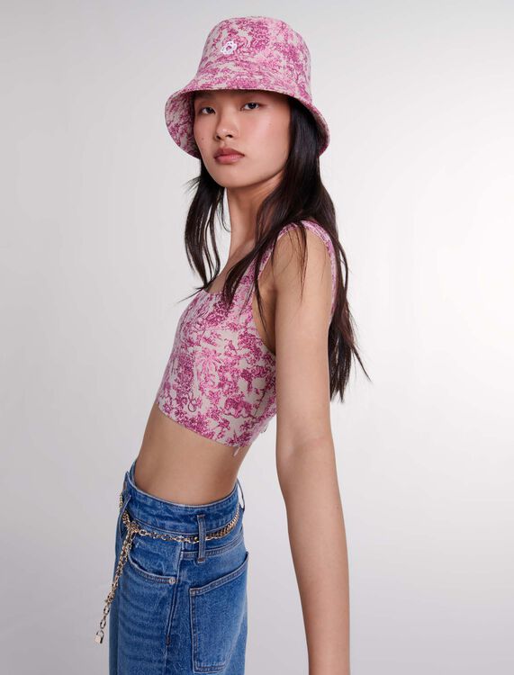 Toile de Jouy crop top - Tops - MAJE