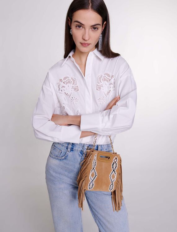 Crochet poplin shirt - Spring-Summer Collection - MAJE