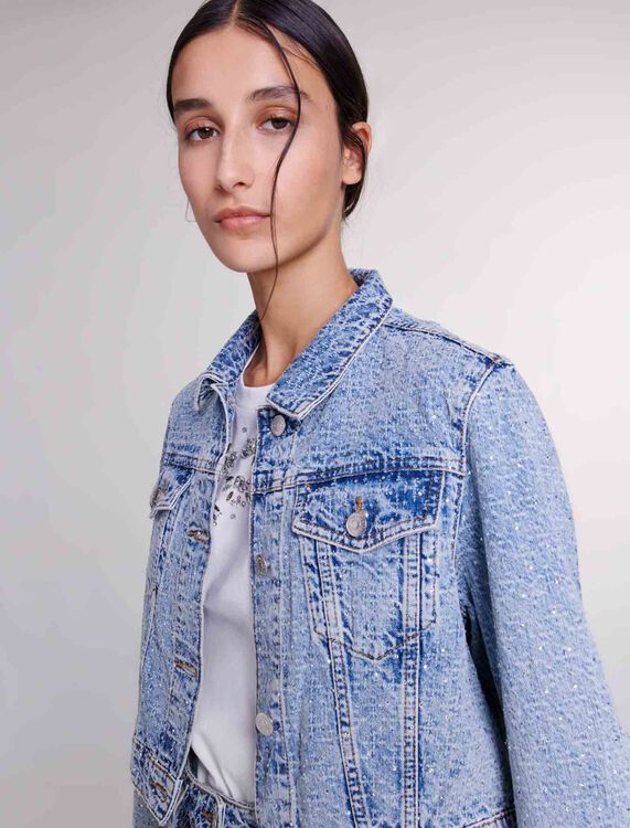 Cropped denim jacket - Coats & Jackets - MAJE